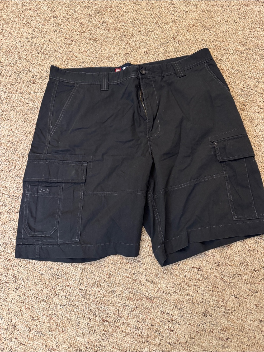 Chaps Black Men's Cargo Shorts with Multi-Pocket Design